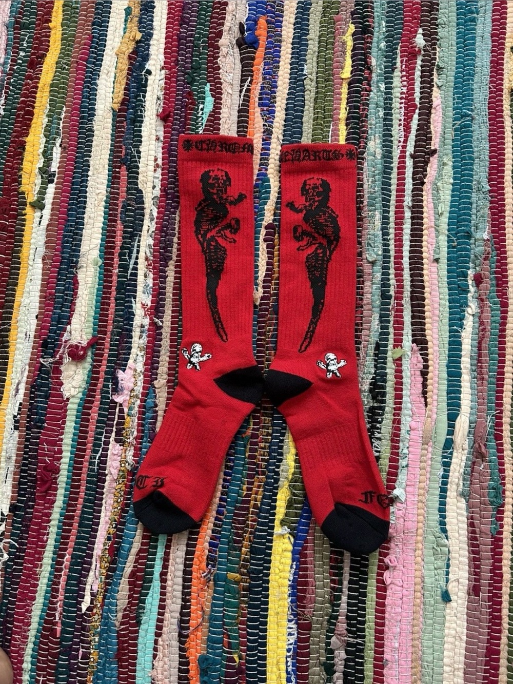 Red Chrome Heart Foti Socks